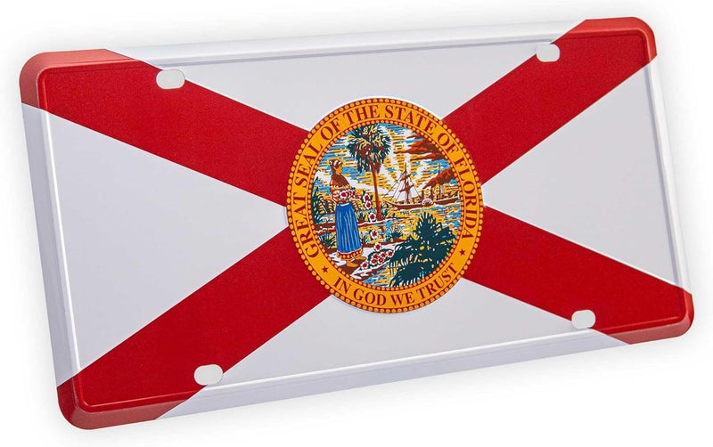 Pickwicks Florida State Flag License Plate – Embossed HD Aluminum – Sunshine State Pride – Decorative Car Tag – 6”x12” Novelty Metal Sign - Image 1